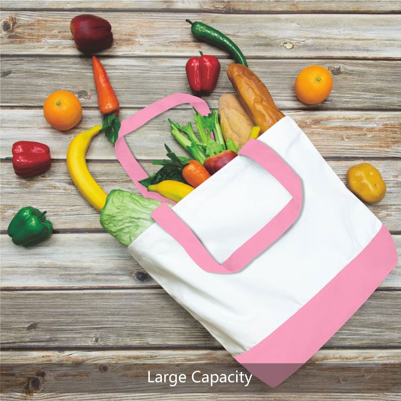 TOPDesign 1-Pack Super Strong Large 12oz Cotton Canvas Tote Bag, Reusable Grocery Shopping Cloth Bag, Fashionable Two-Tone Tote for Crafts, DIY Your Creative Designs - Image 4